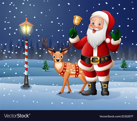 Christmas background with cartoon santa claus ring