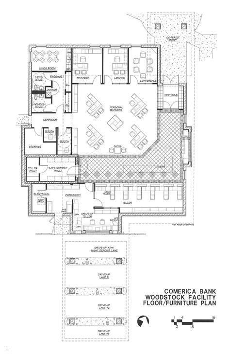 Architectural Modern Bank Floor Plan