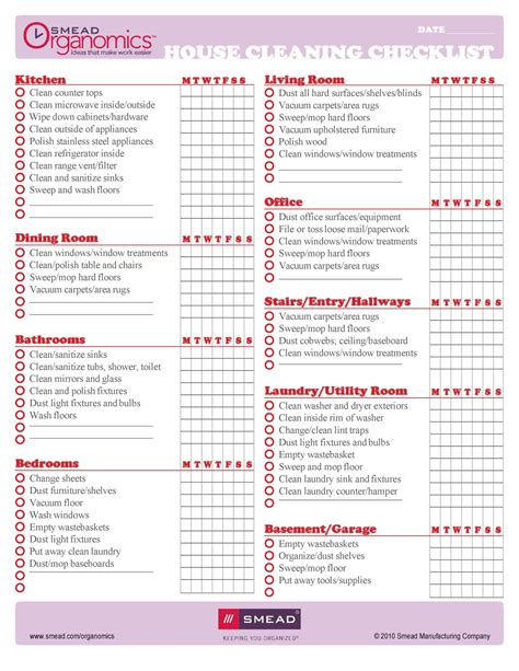 40 Printable House Cleaning Checklist Templates ᐅ TemplateLab | Cleaning checklist template ...