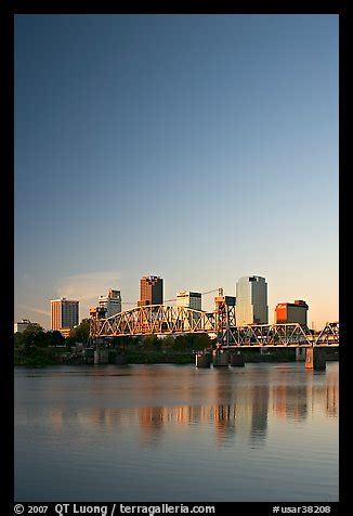 Picture/Photo: Downtown skyline and Arkansas River at sunrise. Little Rock, Arkansas, USA