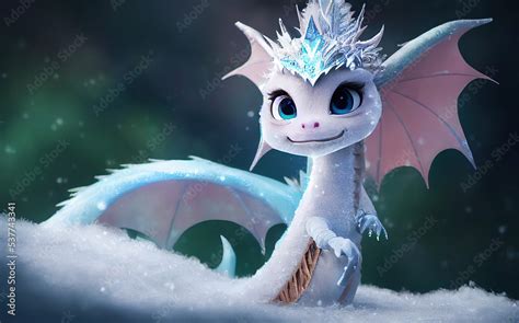 Adorable Cute Blue Baby Dragon Animal Characters. Fantasy Backdrop Concept Art Realistic ...