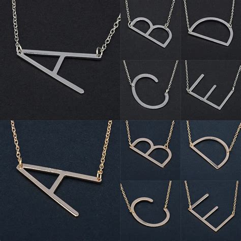 Fashion Letter Necklaces Pendants alphabet Gold Color Stainless Steel Choker Initial Necklace ...