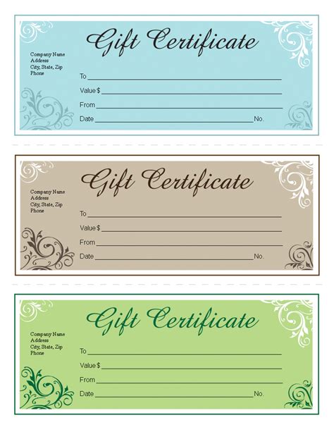 Free Gift Certificate Template Printable