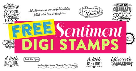 FREE Sentiment Digi Stamps paper craft download