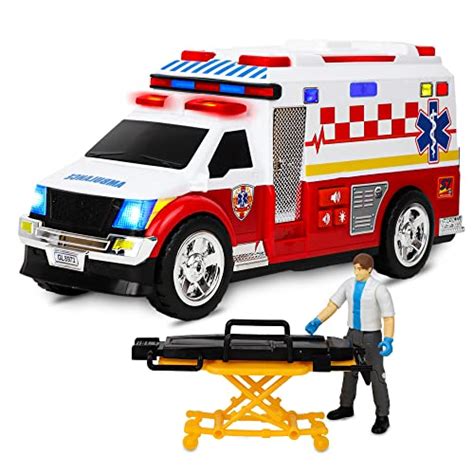 Ambulance Toy Truck 15'', Large Toy Cars for Kids, Lights & Sounds Toddler Toy Ambulance with ...