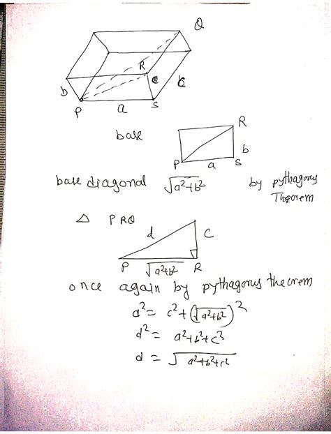 Derive the formula to find diagonal of cuboid