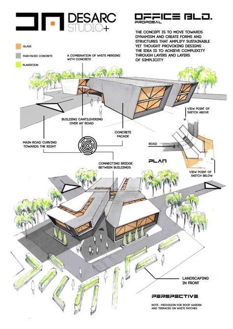 an architectural drawing shows the various sections of a house and its surrounding area ...