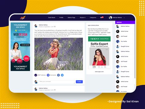 Social Media Web Application Design (You Admire It) Profile Page by Sai kiran on Dribbble