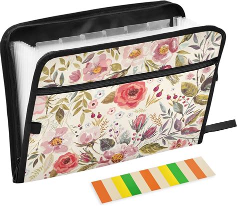 Amazon.com : Summer Floral Accordion File Organizer Portable Document Receipt Organizer File ...