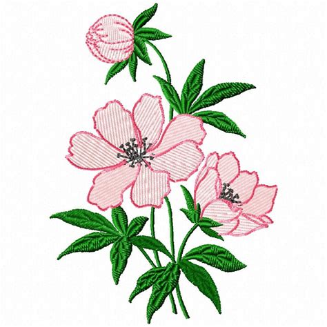 Single Peony Flower Embroidery Design for machine embroidery