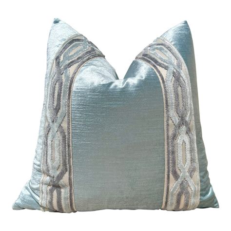 Designer Velvet Aqua Blue Pillow With Trim. Designer Pillows - Etsy