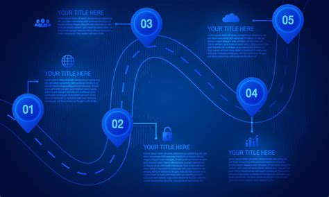 timeline digital concept with blue background. road map to success with pin pointers.road map ...