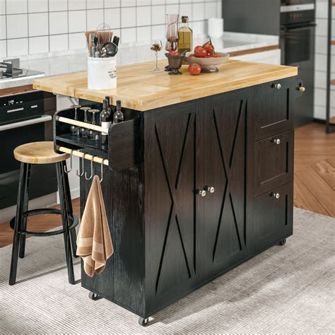 Rolling Kitchen Island with 3 drawers – IRONCK