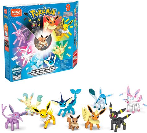 Mega Construx Pokemon Eevee Evolution Construction Set with character figures, Building Toys for ...