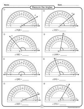 Measuring Angles with a protractor Worksheets by ElementaryStudies