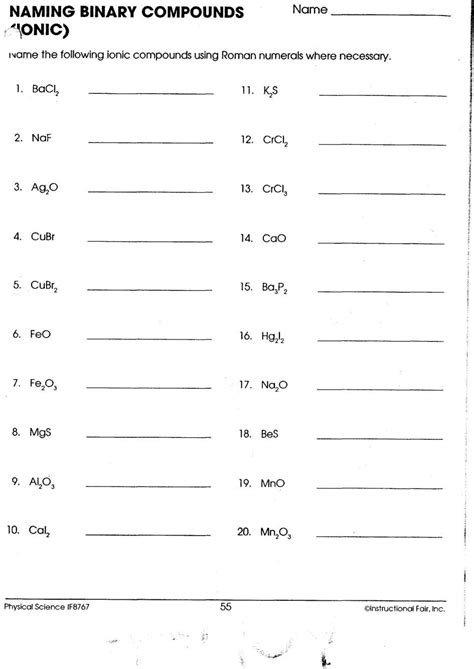 Writing Formulas Chemistry Worksheet