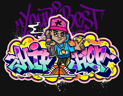 Graffiti cartoon illustrations in vibrant colors. Street art hip-hop graffiti character design ...