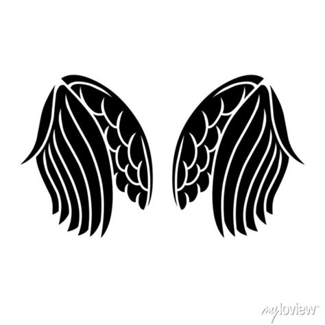 Vector silhouette of angel wings tattoo design posters for the wall • posters art, no people ...