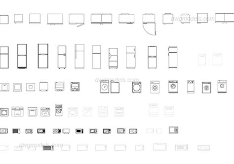 Kitchen appliances DWG, free CAD Blocks download