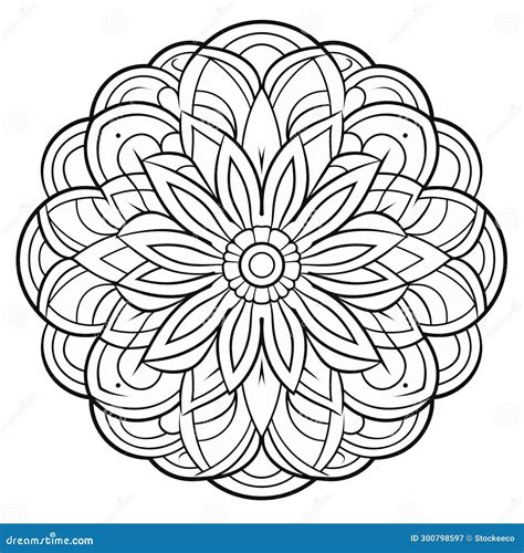 Nature-inspired Monochrome Mandala Art with Intricate Details Stock Illustration - Illustration ...