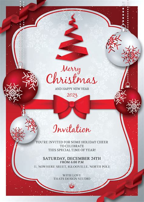 Christmas Invitation Template psd customizable V4