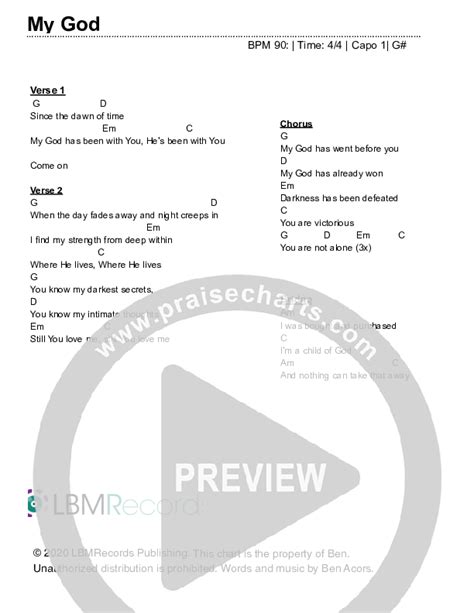 My God Chords PDF (Ben Acors) - PraiseCharts