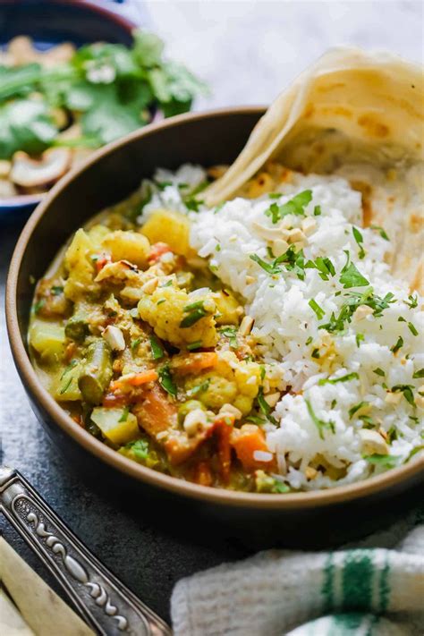 This authentic vegetable korma curry has a creamy cashew sauce as a base and is loaded with ...