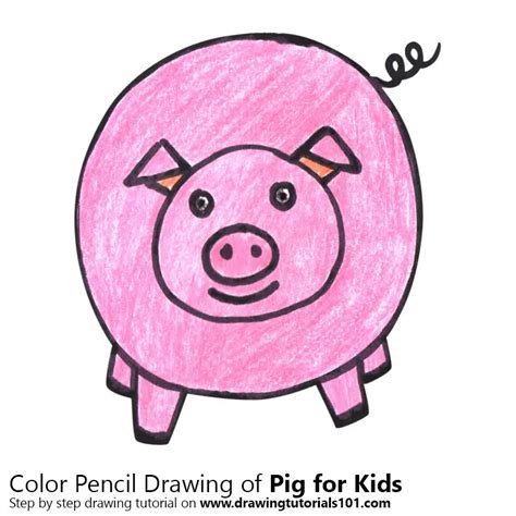 How to Draw a Pig for Kids Easy (Animals for Kids) Step by Step | DrawingTutorials101.com