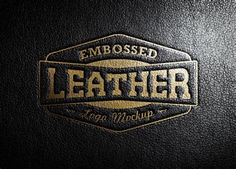 Embossed Leather Stamp Logo Mockup PSD