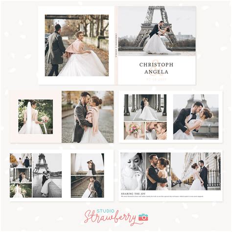 Wedding photo album template 12×12 – Strawberry Kit