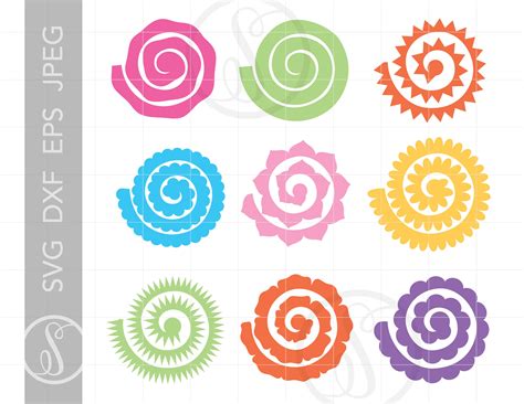 Rolled Paper Flower Svg Rolled Flower Templates Silhouette - Etsy Canada