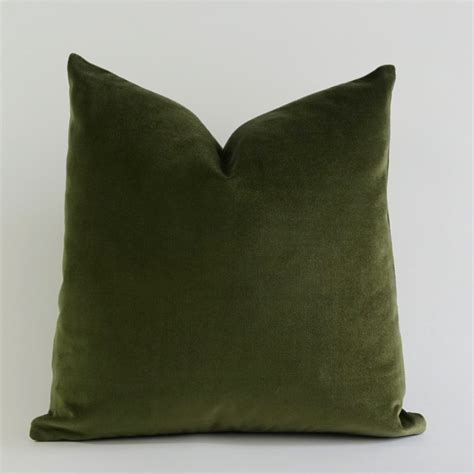 Olive Green Cotton Velvet Pillow Cover Decorative Accent