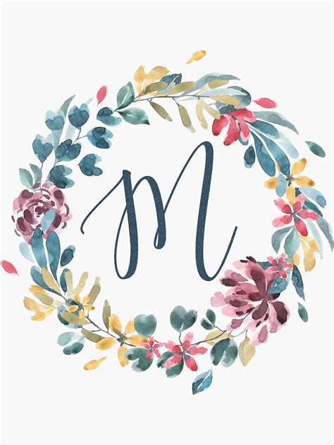 "Monogram M Colorful Full Blooms" Sticker for Sale by floralmonogram | Flower logo design, Hand ...