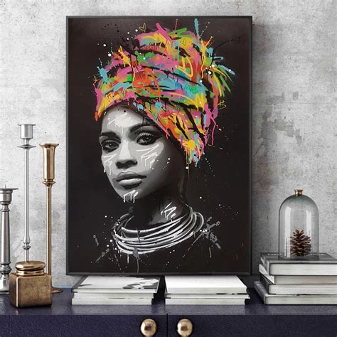 Portrait of African Woman Canvas Paintings On The Wall Decorative Canvas Art Prints Cuadros ...