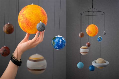 Hand Painted Solar System Model Hanging, Solar Mobile, Sun and Planets Model, Planets Mobile Art ...