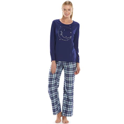 Women's Croft & Barrow® Pajamas: Knit Top & Flannel Pants Pajama Set