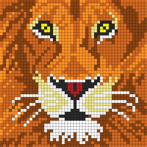 Lion For Perler Kandi Pattern | Pixel crochet, Pony bead patterns, Pixel art