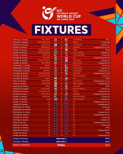 ICC announces schedule for U19 Men's Cricket World Cup 2024 - International - geosuper.tv