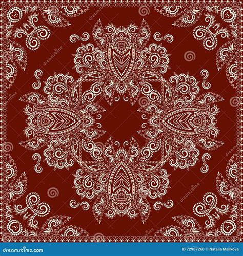 Bandana Red and White. Vector Print Square. Stock Vector - Illustration of asia, ornament: 72987260