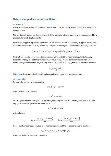 Driven damped harmonic oscillator