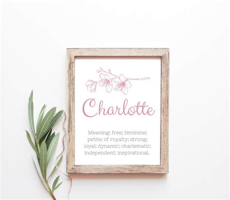 Charlotte Baby Name Meaning Baby Names Nursery Sign Girl Names Printables Instant Digital ...