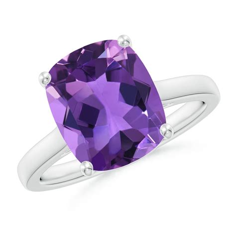 Classic Cushion Amethyst Solitaire Ring | Angara