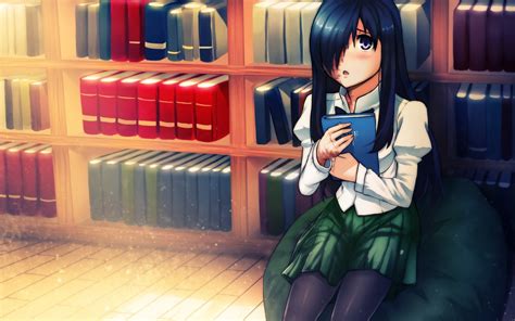 Girl Brunette Library Books Anime wallpaper | 1680x1050 | #9304