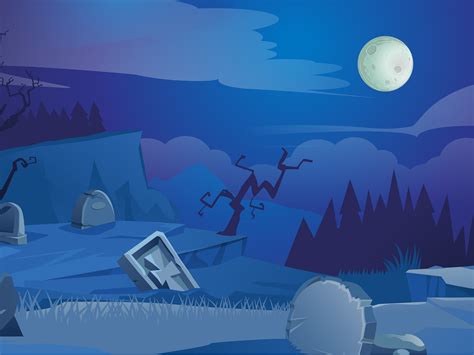 Cartoon Graveyard Background by Cartoons.co on Dribbble