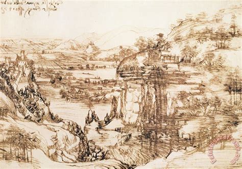 Leonardo da Vinci Arno Landscape painting - Arno Landscape print for sale