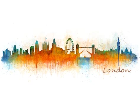 London City Watercolor Skyline | Custom-Designed Illustrations ~ Creative Market