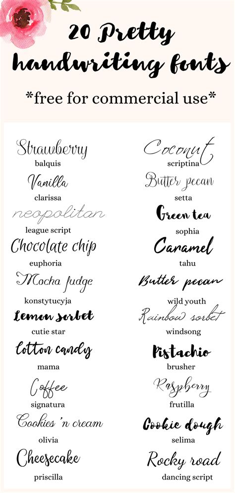 20 Feminine Handwriting Fonts Free for Commercial Use