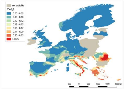 -Seismic zones in Europe: peak ground acceleration for the reference... | Download Scientific ...