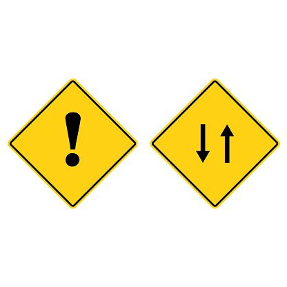 Road Signs Yellow Road Signs Vector Illustration Up Arrow And Down Arrow Signs Stock ...