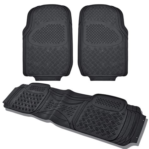 Car Floor Mats for All Weather Heavy Duty Rubber 3 Piece Black Trimmable 826942104589 | eBay